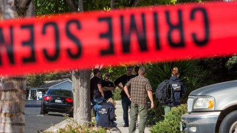 TOPSHOT - FBI agents are collecting evidence at the home of suspected nightclub shooter Ian David Long in Thousand Oaks, northwest of Los Angeles, on November 8, 2018. - The gunman who killed 12 people in a crowded California country music bar has been identified as 28-year-old Ian David Long, a former Marine, the local sheriff said Thursday November 8, 2018. The suspect, who was armed with a .45-caliber handgun, was found deceased at the Borderline Bar and Grill, the scene of the shooting in the city of Thousand Oaks northwest of downtown Los Angeles. (Photo by Apu Gomes / AFP)APU GOMES/AFP/Getty Images